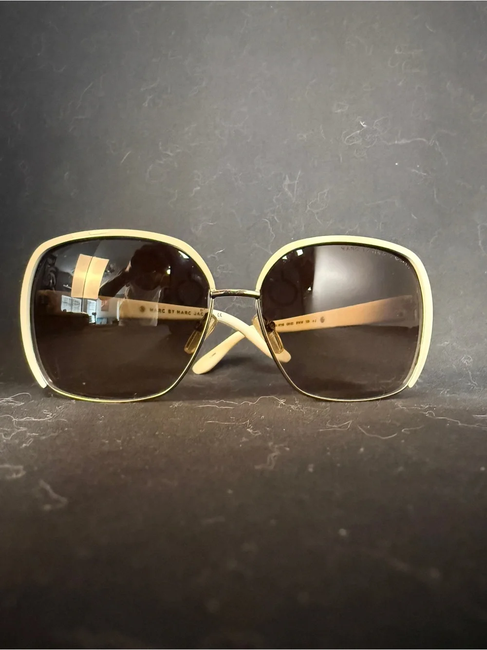 Marc By Marc Jacobs Cream-Trim Oversized Square Sunglasses - Cream/Brown Lenses